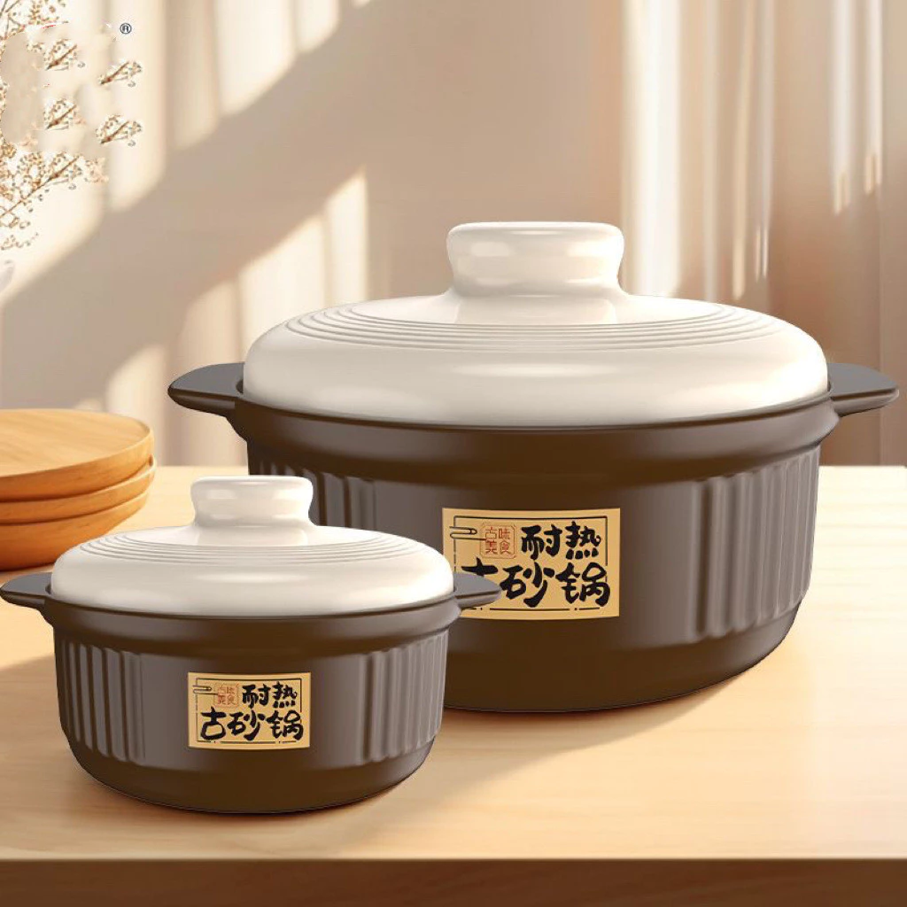 [Sản phẩm mới] Nồi hầm gia đình Dung tích lớn Nồi súp Nồi gốm Bếp Gas chuyên dụng Nhiệt độ cao Res