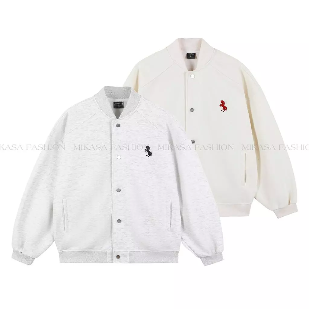 Áo khoác BOMBER nỉ 2 da logo  thêu ngựa nổi dày dặn mẫu mới năm 2027