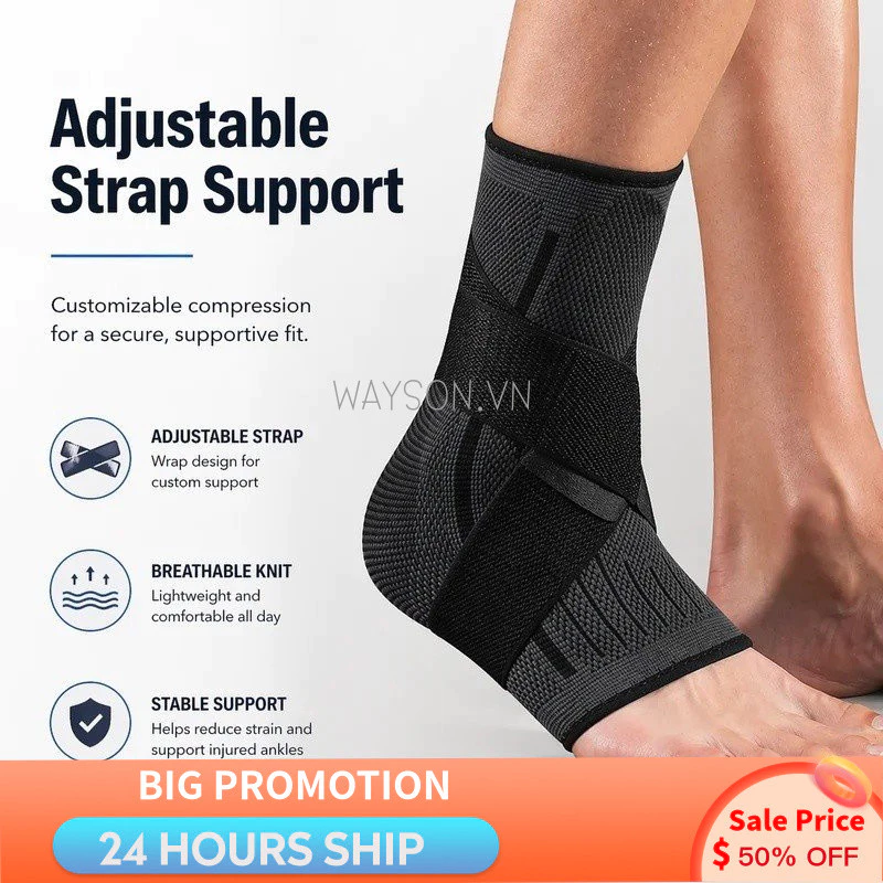 {READY STOCK} Nẹp hỗ trợ mắt cá chân với bọc có thể điều chỉnh Tay nén dệt kim thoáng khí để tập thể thao Chạy bộ tập thể dục đi bộ hàng ngày Wea