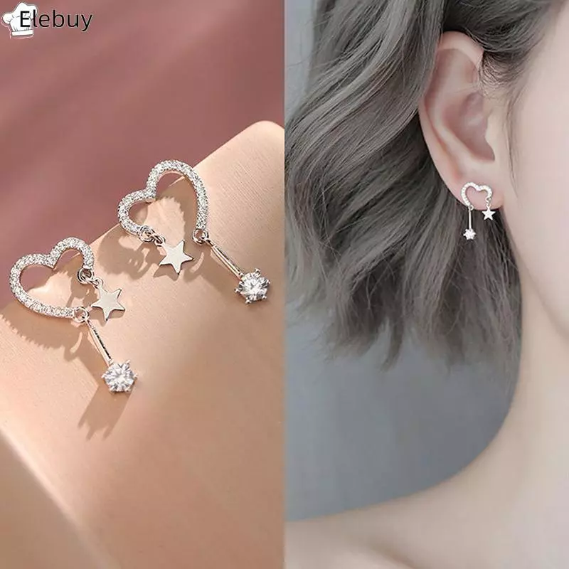 [Ele-T] 1 Đôi Bông Tai Ngôi Sao Trái Tim Thời Trang Châu Âu Và Mỹ Dành Cho Nữ Tinh Tế Cá Tính Bông Tai Dự Tiệc Quà Tặng Trang Sức