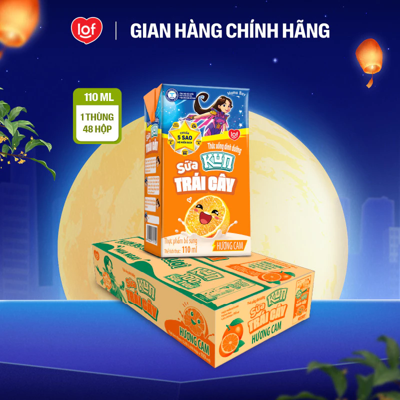 Sữa trái cây KUN vị cam thùng 48 hộp x 110ml