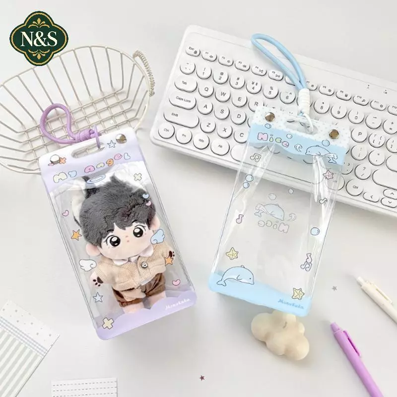 NS Mặt dây chuyền nơ dễ thương Túi đựng búp bê PVC trong suốt Ví thời trang nhẹ cho bé gái đi học và du lịch NS