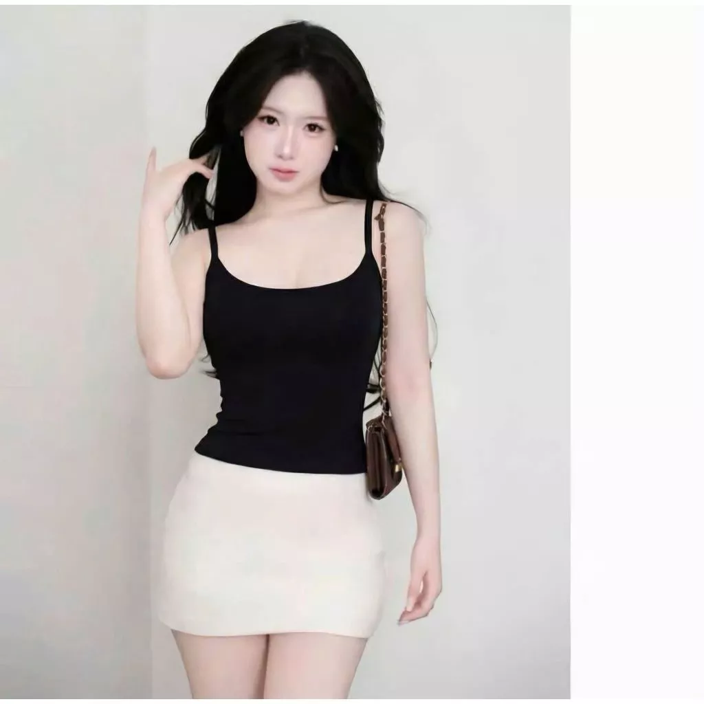 ( Kèm đệm mút ) Áo Hai Dây Nữ Basic Ôm Body Chất Cotton Lông Mịn Tôn Dáng JUSTDUN 1033-chang3158