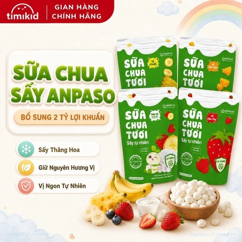 Sữa Chua Sấy ANPASO Bổ Sung 2 Tỷ Lợi Khuẩn Cho Bé - Sấy Thăng Hoa Giữ Nguyên Hương Vị