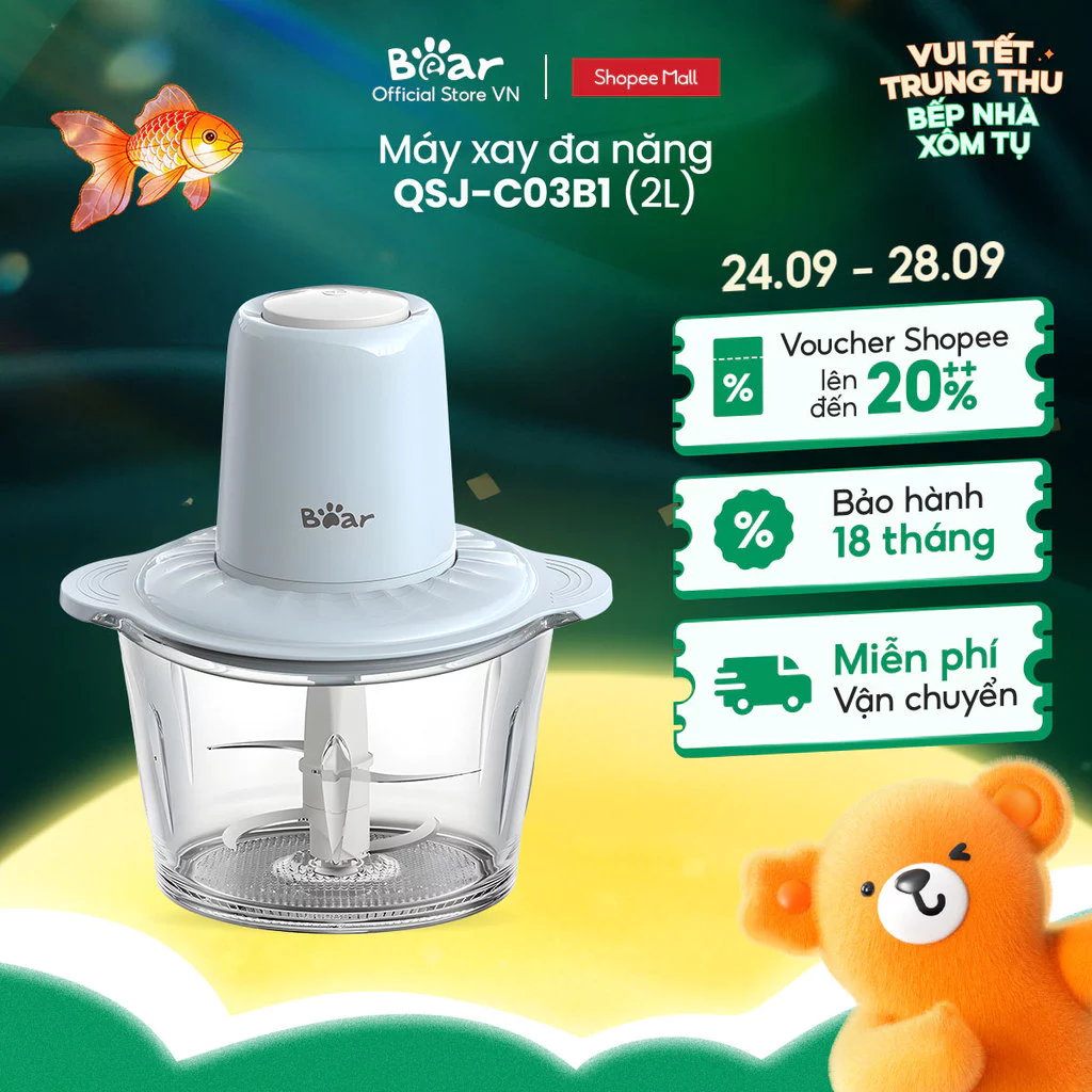 [Livestream] Máy xay thực phẩm đa năng 2L Bear QSJ-C03B1 - Hàng chính hãng