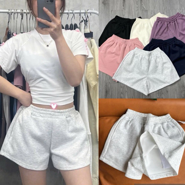 Quần nỉ short 2 da ép Hàn L1 dày dặn đứng form,dáng bồng trẻ trung năng động WSH07