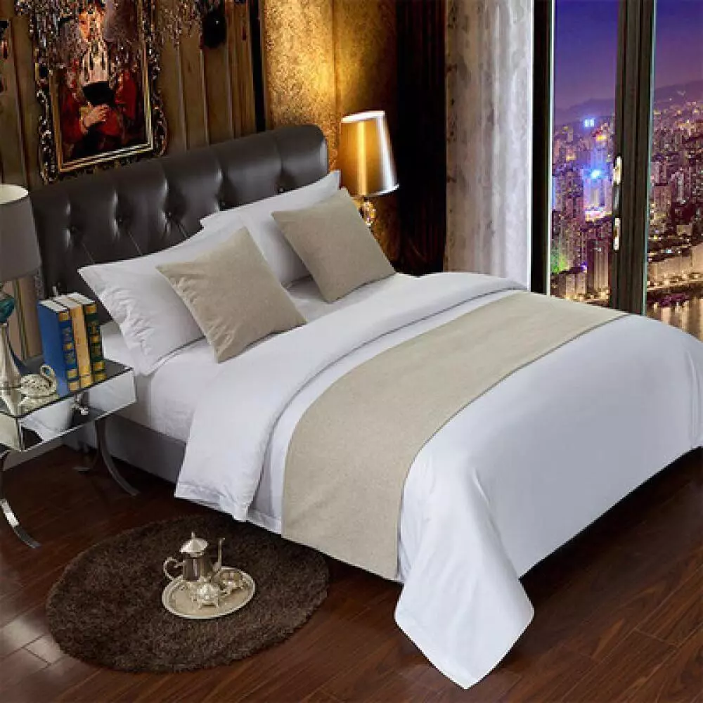 Màu Trơn Hiện Đại Phong Cách Trung Hoa Luxury Runner – Khăn Trải Giường Mềm Cho Giường Queen / King Size, Hoàn Hảo Cho Gia Đình, Trang Trí Khách Sạn & Nhà Khách
