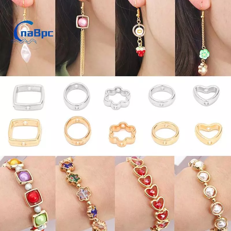 < CnaBpc > 50 Chiếc Trái Tim Tình Yêu Hai Lỗ CCB Hạt Khung Miếng Đệm Hạt DIY Nelace Vòng Tay Kết Nối Mặt Dây Chuyền Trang Sức Làm Phụ Kiện Mới