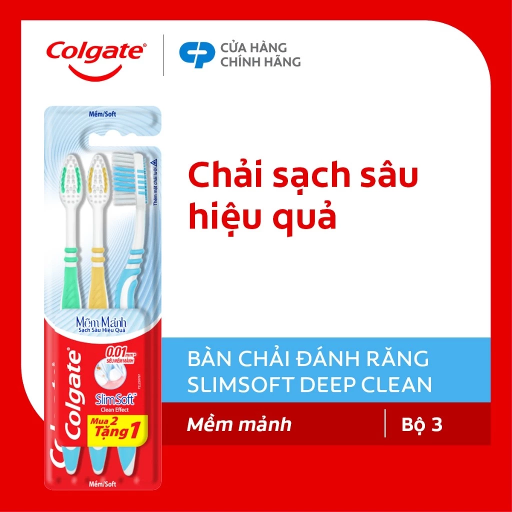 Bộ 3 bàn chải Colgate SlimSoft Deep Clean sạch sâu hiệu quả