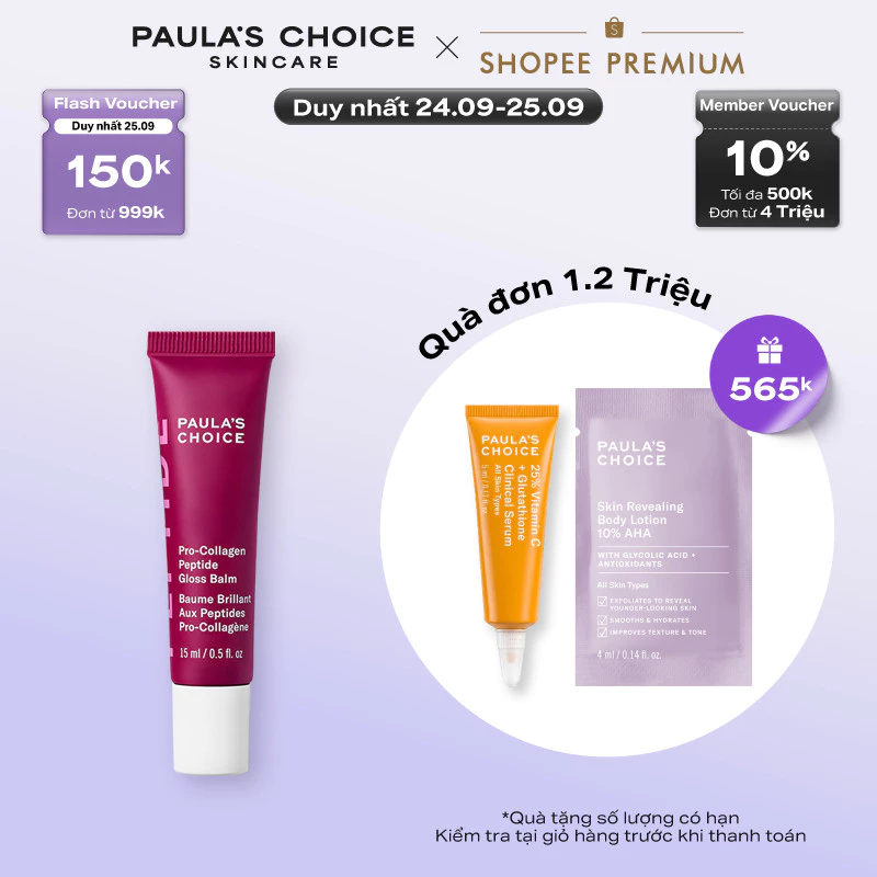 Son dưỡng môi căng mọng và giảm nếp nhăn có màu Pro-Collagen Peptide Gloss Balm Deep Plum 15ml 9590
