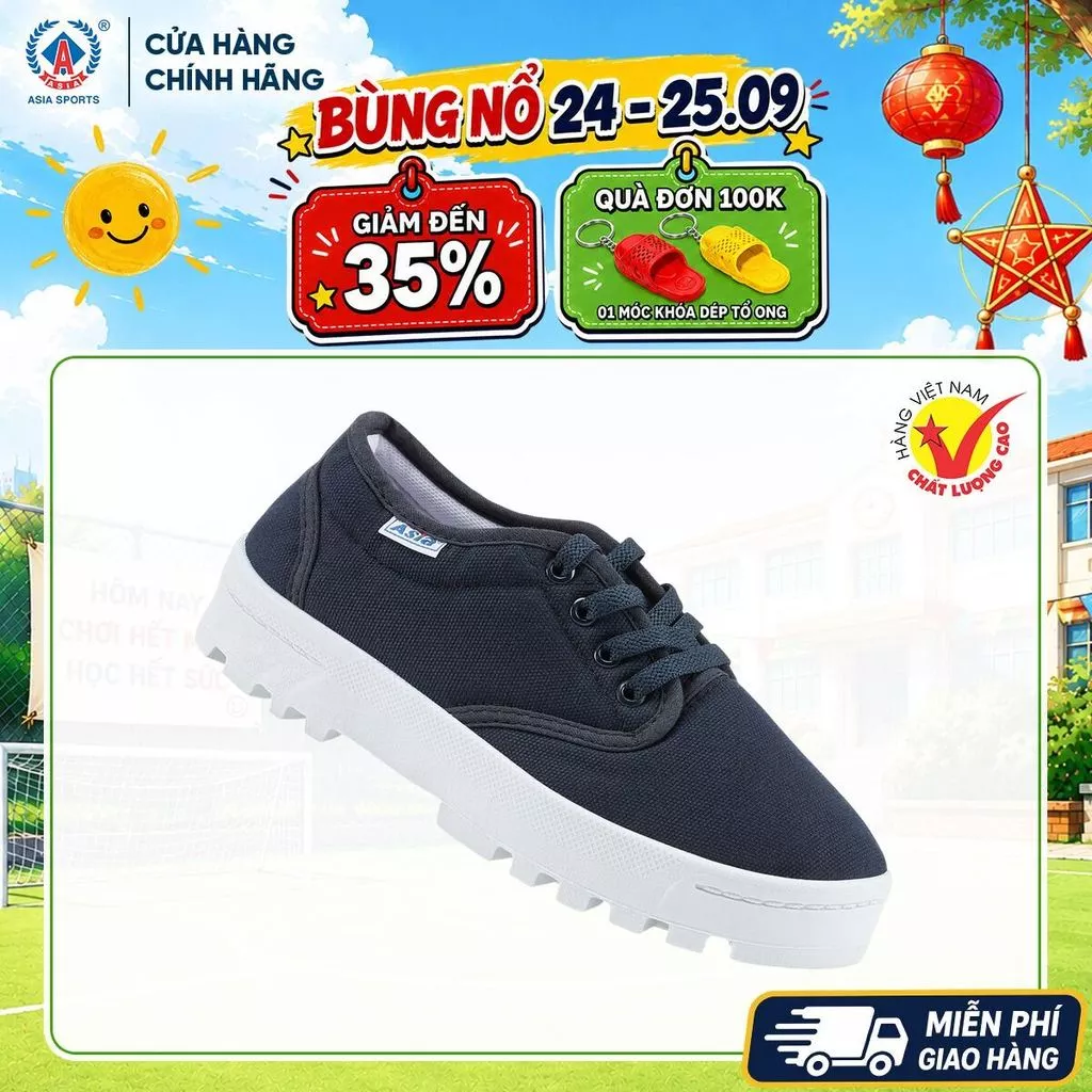 Giày Vải Nam ASIA Xanh Navy Chính Hãng - Giày Thể Thao Đi Học Đi Bộ Lao Động Bền Nhẹ - M04