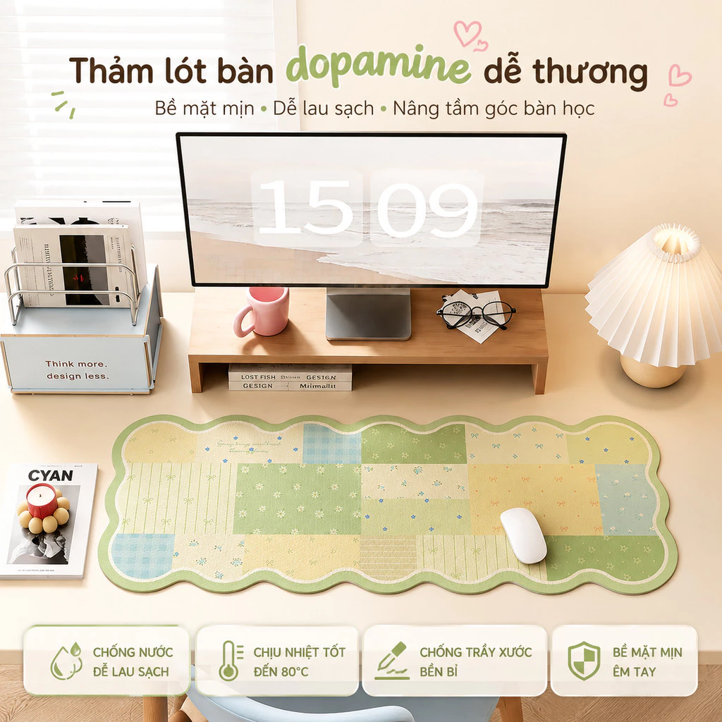 Thảm lót bàn họa tiết dopamine chống nước dễ lau miếng lót chuột cỡ lớn cho bàn học văn phòng 30x80 40x60