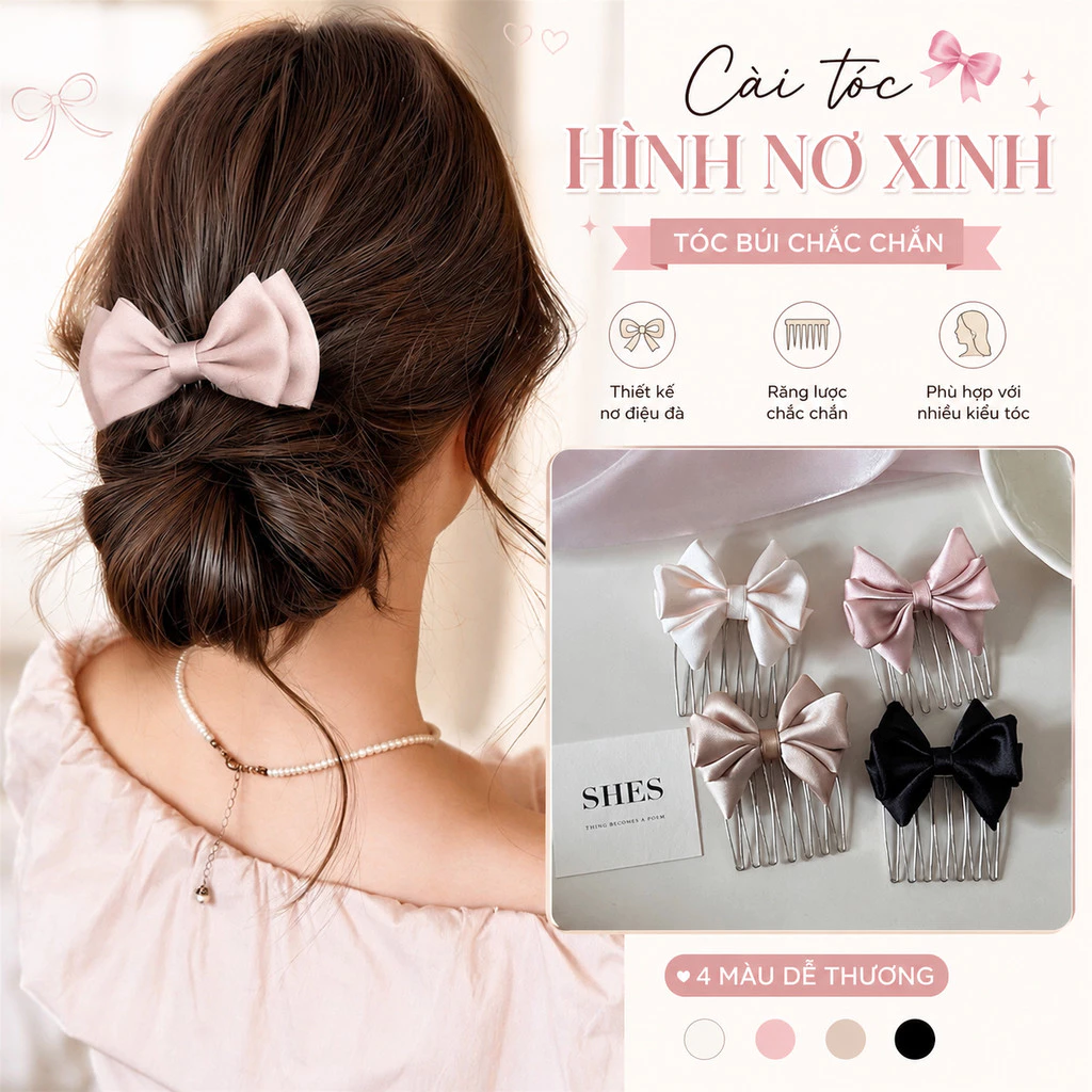 Xược Cài Tóc Nơ Lụa Tiểu Thư Hàn Quốc Siêu Xinh