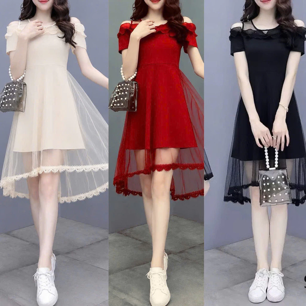 (HÀNG ĐẸP NEW ) ĐẦM NỮ DÁNG XÒE UMI PHỐI LƯỚI XINH XẮN NỮ TÍNH THỜI TRANG NỔI BẬT LANO STORE