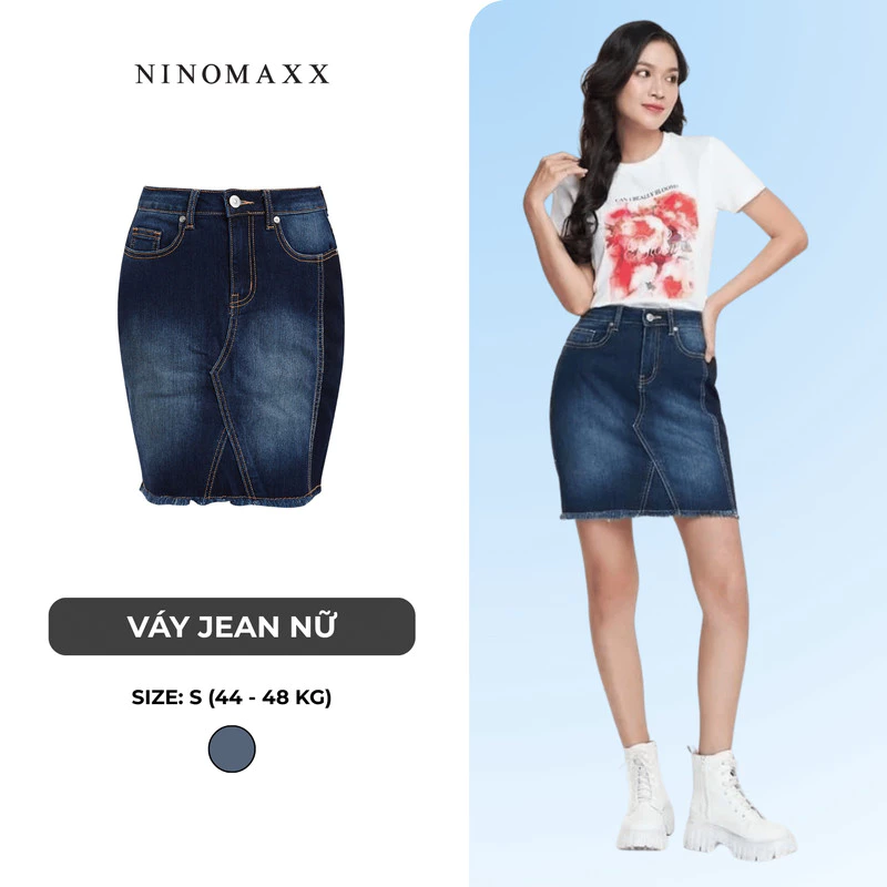 [CÒN SIZE S, M] Váy Jean NINOMAXX Ngắn Co Giãn Dáng Ôm Váy Jean Đẹp 1806094