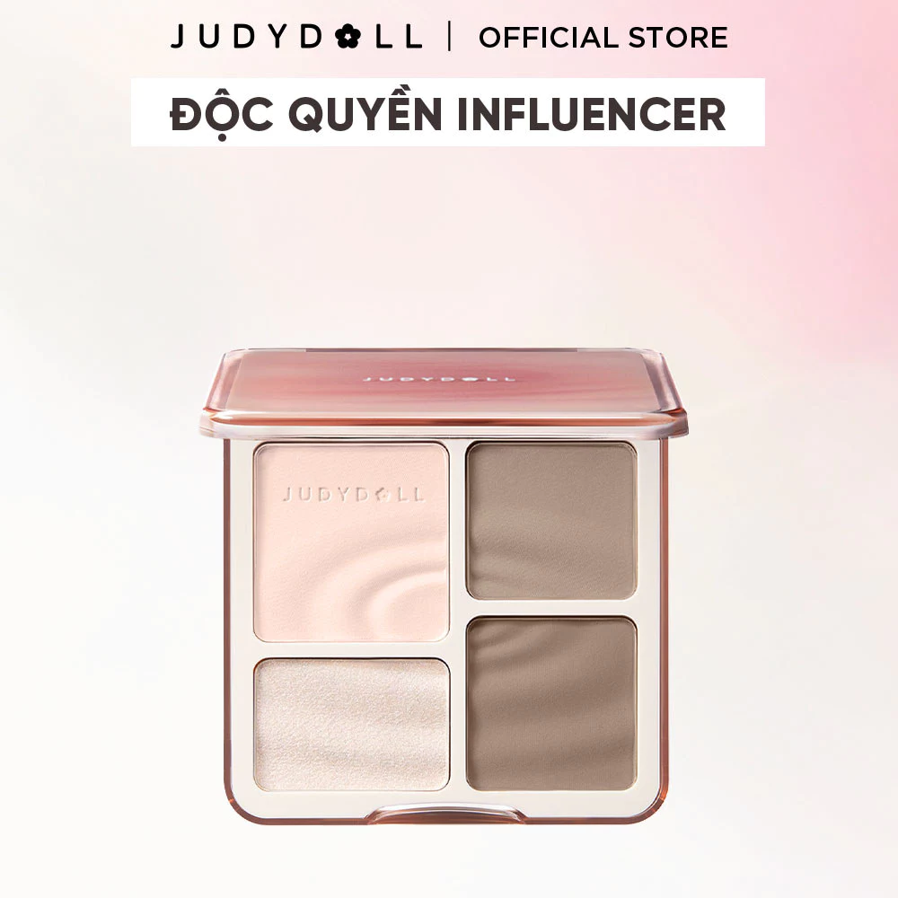[INFLUENCER] JUDYDOLL Phấn bắt sáng tạo khối 4 ô Highlight Contour Palette Tự nhiên Lâu trôi Chống nước 9g