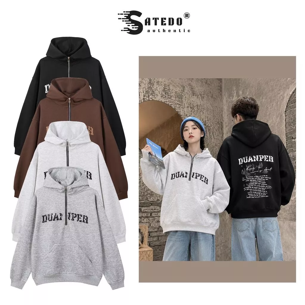 Áo Hoodie SATEDO Nam Nữ Unisex, Chất Liệu Nỉ Hai Da Cao Cấp, Form Rộng, Cổ Mũ Có Khóa Kéo, Hình In Cá Tính, Mã SP: HD125