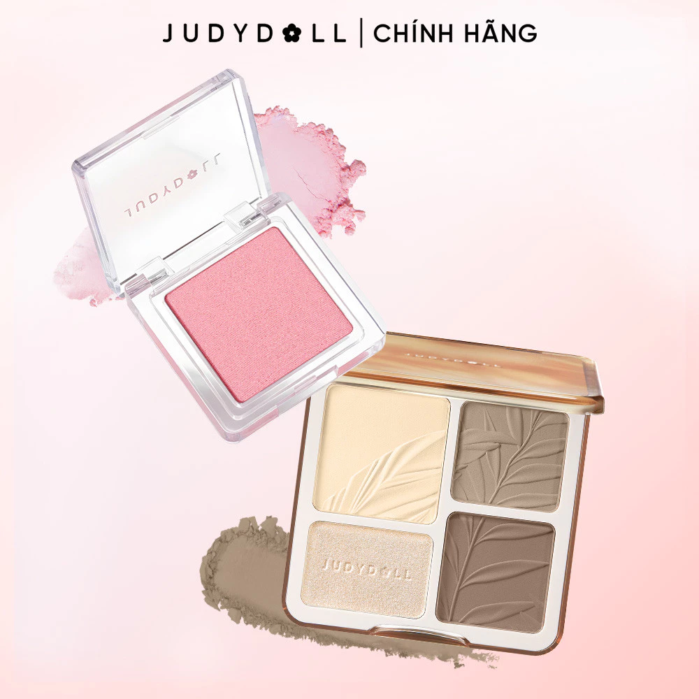 JUDYDOLL Combo Bảng phấn tạo khối Highlight Contour và Phấn má hồng Blush Powder