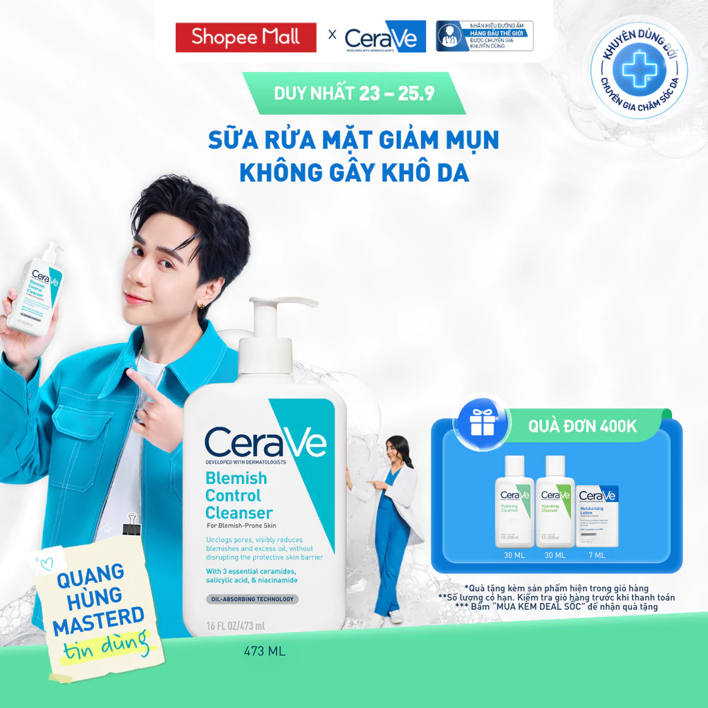 Sữa rửa mặt giảm mụn CeraVe Blemish Control Cleanser 473ml