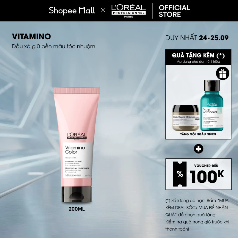 Dầu xả giữ màu tóc nhuộm chuyên nghiệp & dưỡng tóc mềm mượt Vitamino Color 200ml