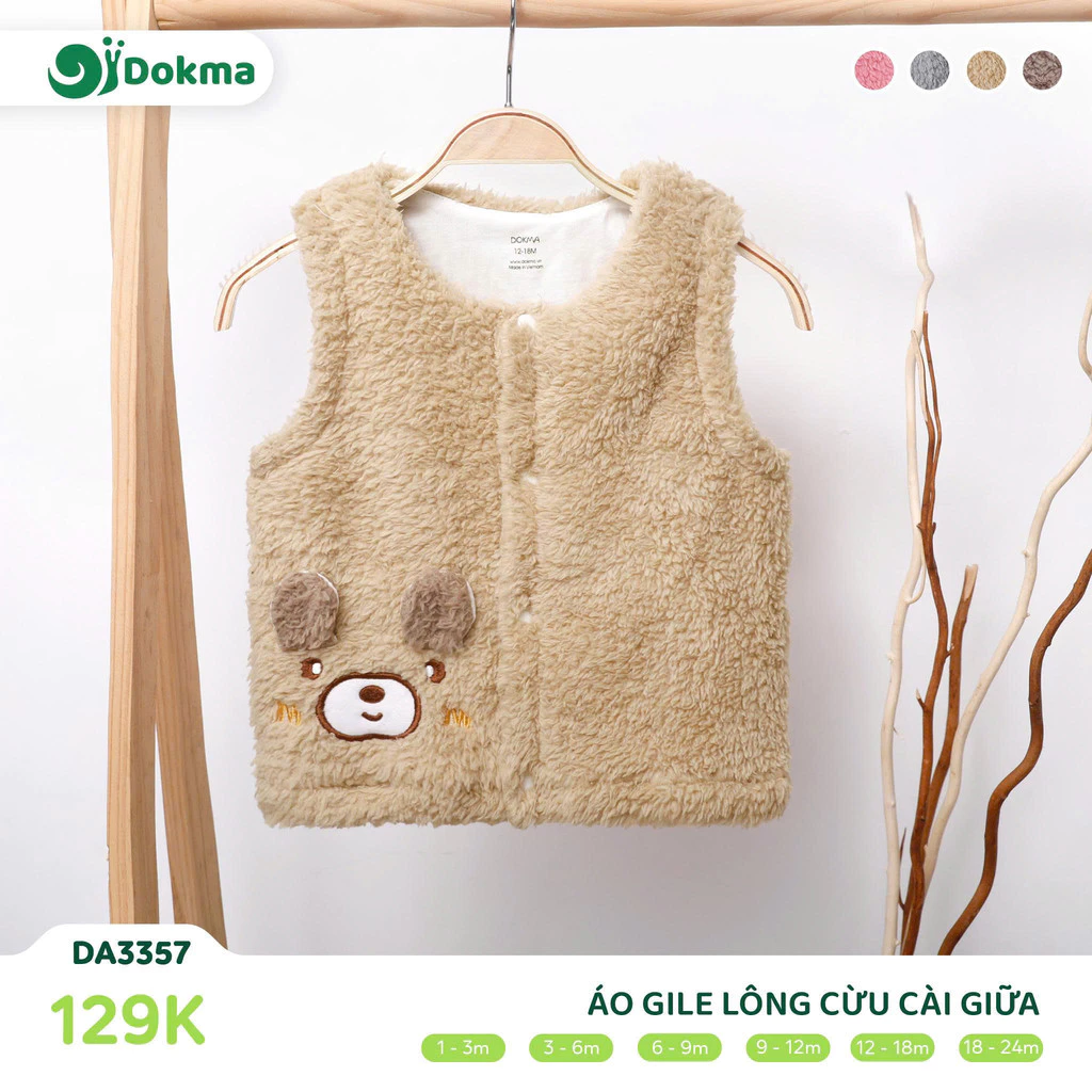 🧶 Áo Ghi Lê Lông Cừu Dokma DA3357 – Chính Hãng, Cài Giữa, Mềm Mại, Giữ Ấm Tốt (Size từ 1-18M)