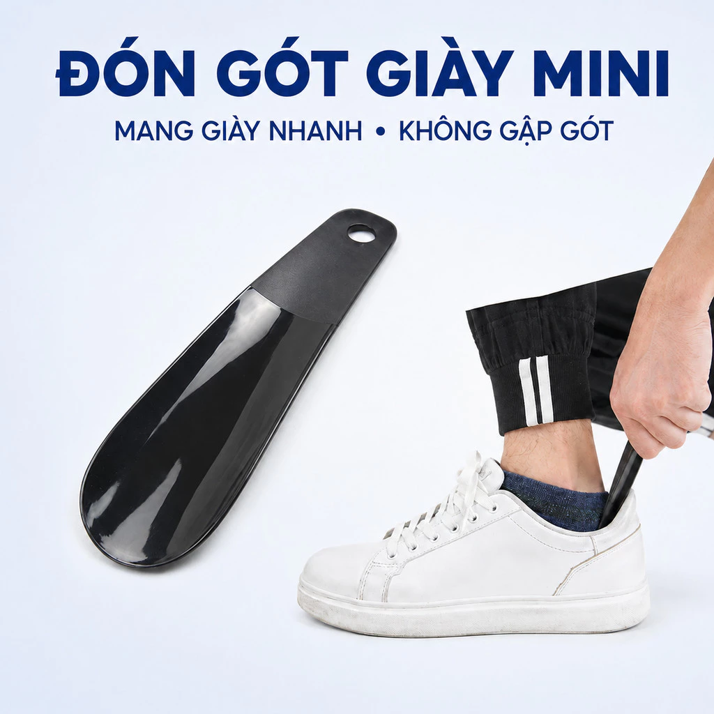 Đón Gót Giày Nhựa ABS Bóng 16cm, Cây Xỏ Giày Mini Có Lỗ Treo Chìa Khóa Tiện Lợi