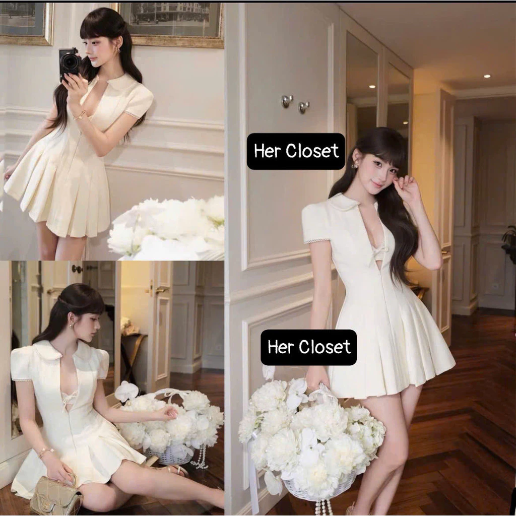 [VÁY THIẾT KẾ] Váy xòe xếp ly dáng ngắn đầm xòe tay bồng đi tiệc sang chảnh, váy maxi thiết kế,sẵ.....