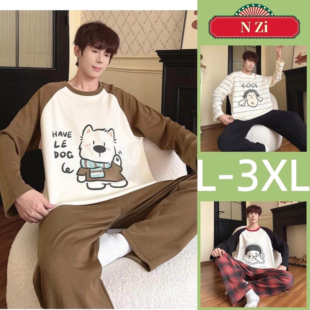 Bộ Đồ Ngủ Nam Bộ Đồ Ngủ Mùa Thu Đông Tay Dài Đồ Ngủ Người Phụ Nữ Hoạt Hình Dễ Thương Mặc Nhà L-3XL