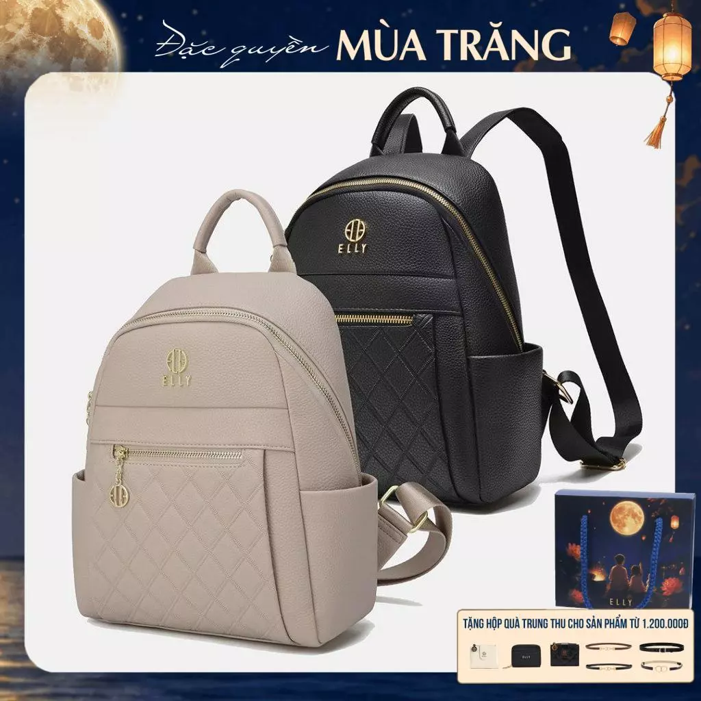 [TẶNG QUÀ TRUNG THU 599K] Balo nữ ELLY EBH34 da tổng hợp cao cấp balo thời trang công sở đựng iPad chính hãng