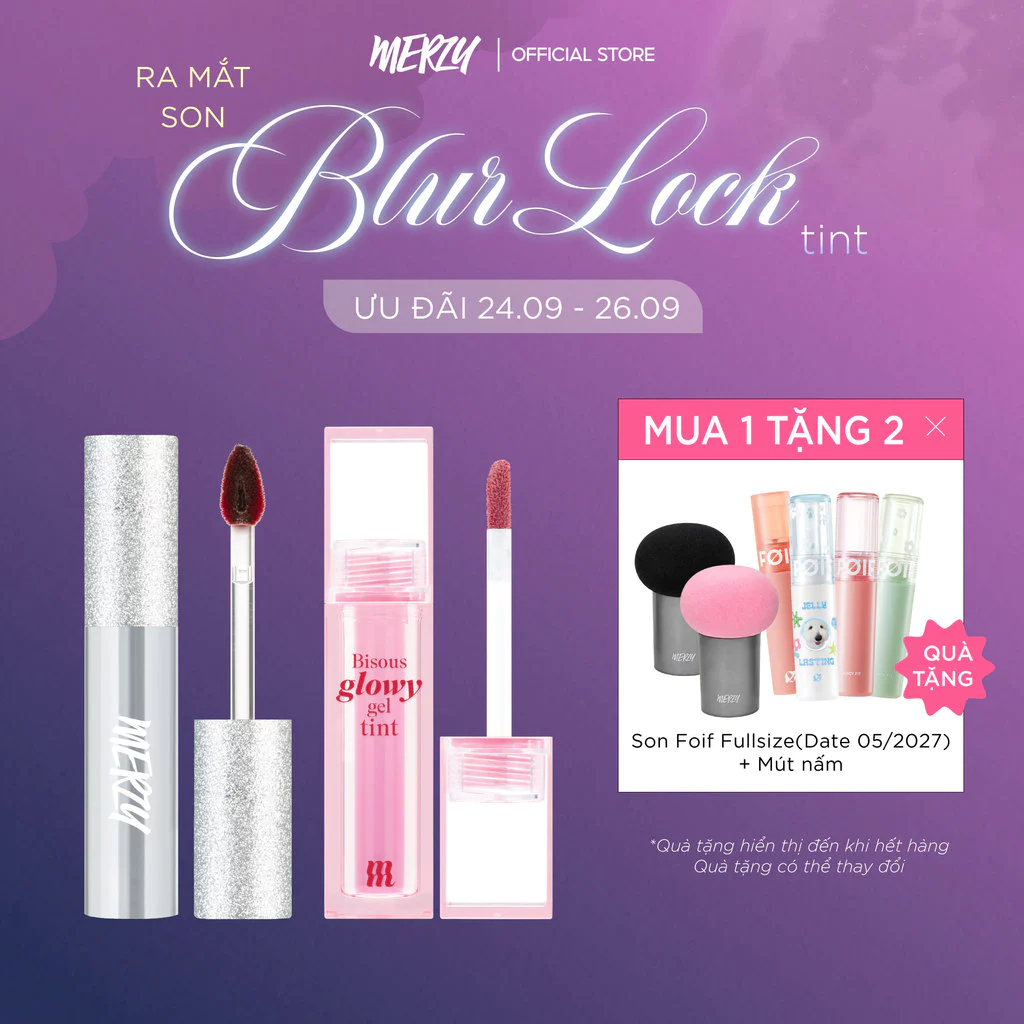 COMBO 2 Son Lì Vỏ Bạc Merzy The Glam Mellow Tint 4g + Son Tint Bóng Merzy Bisous Glowy Gel Tint 4g