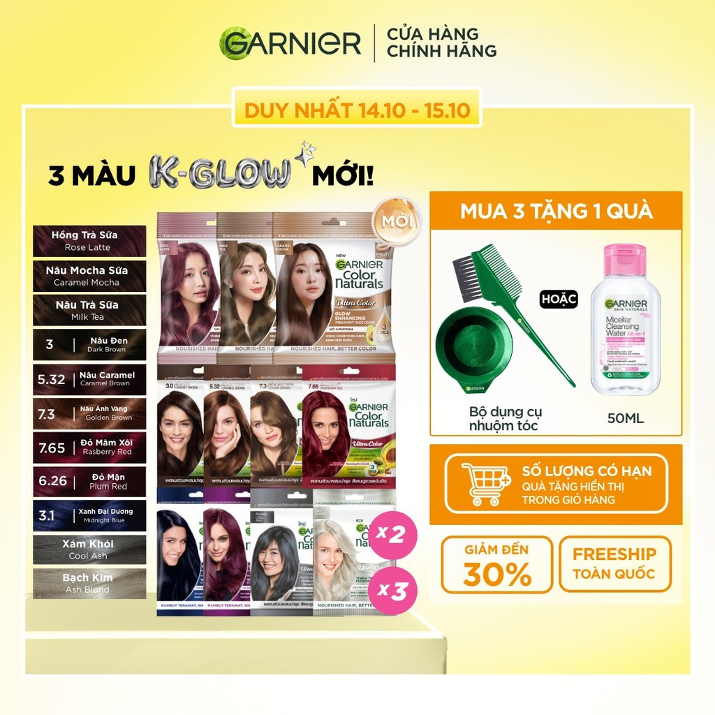 Kem Nhuộm Tóc Tại Nhà Màu Thời Trang - Garnier Color Naturals Ultra Colors - 8…