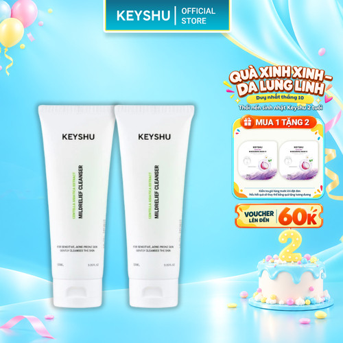 Combo 2 Sữa Rửa Mặt Mildrelief Cleanser KEYSHU Chiết Xuất Rau Má Làm Sạch Cho Da Nhạy Cảm 99ml