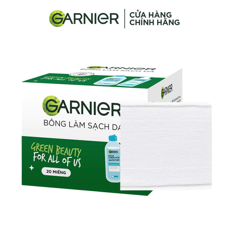 Bông tẩy trang làm sạch da làm từ 100% bông tự nhiên Garnier - 20 miếng