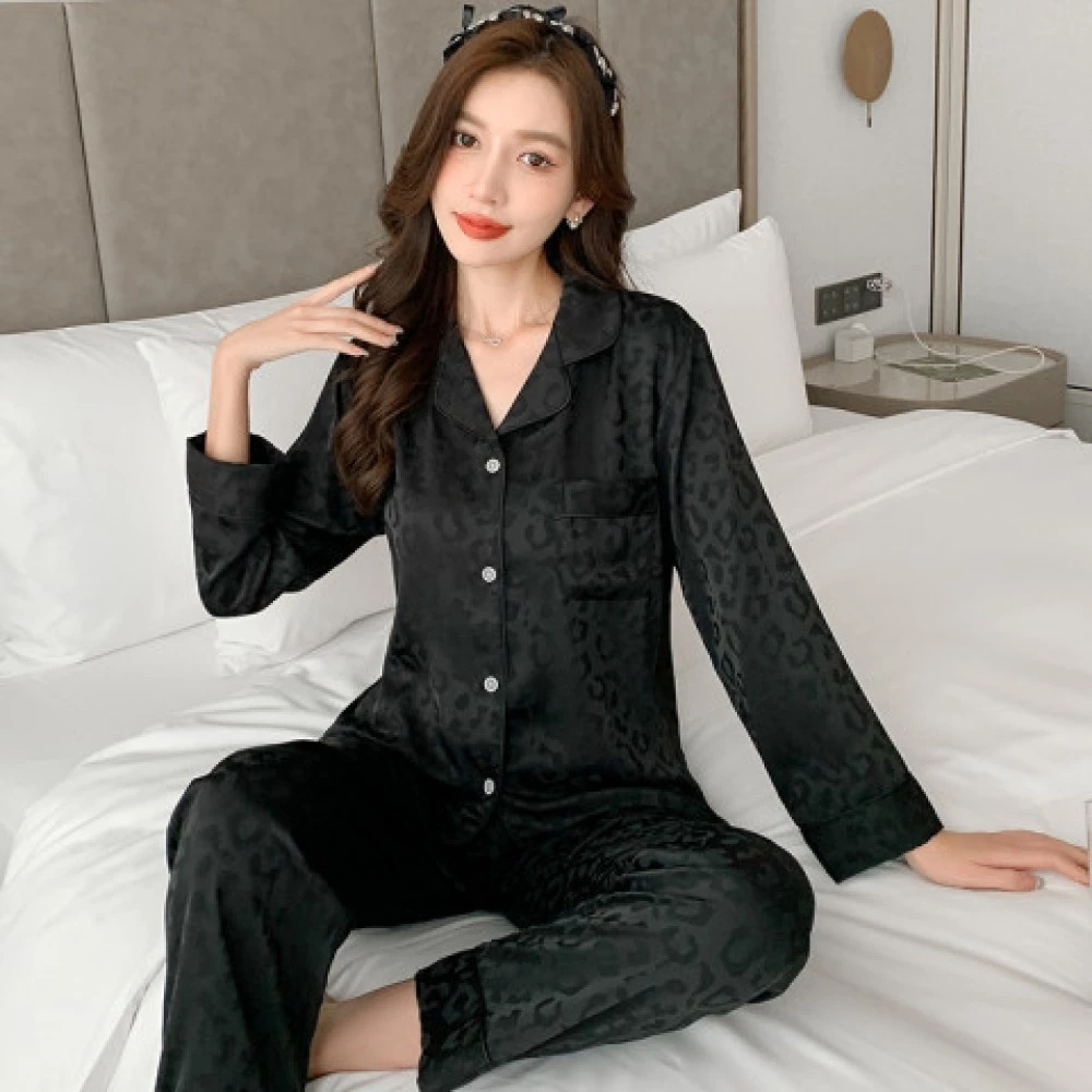 Áo Ngủ Ice Silk Dài Tay Cardigan Nữ - Bộ Pijama Ve Áo Hàn Quốc Màu Trơn Sang Trọng B29955