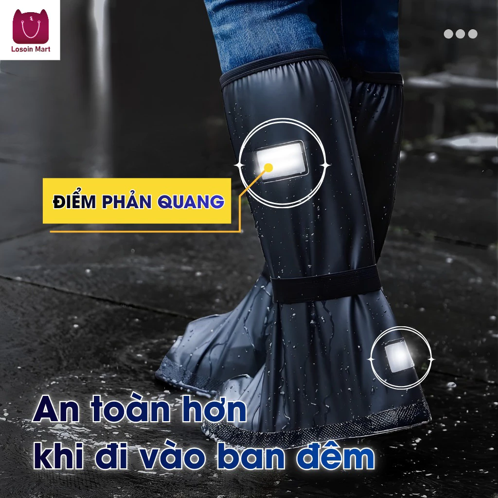 Ủng đi mưa có khóa kéo, bọc giày chống trượt, chất liệu PVC, unisex, chất liệu cao su.