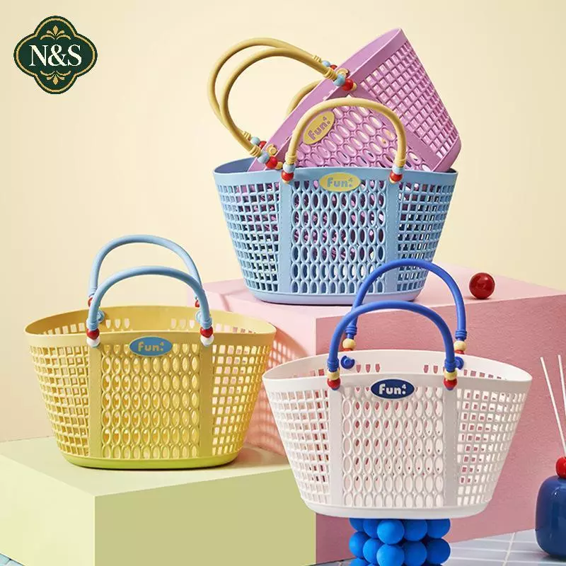 Giỏ đựng đồ bằng nhựa NS Di động có tay cầm Dụng cụ sắp xếp hạng nặng cho phòng tắm Tắm Bơi dã ngoại Mua sắm tạp hóa NS