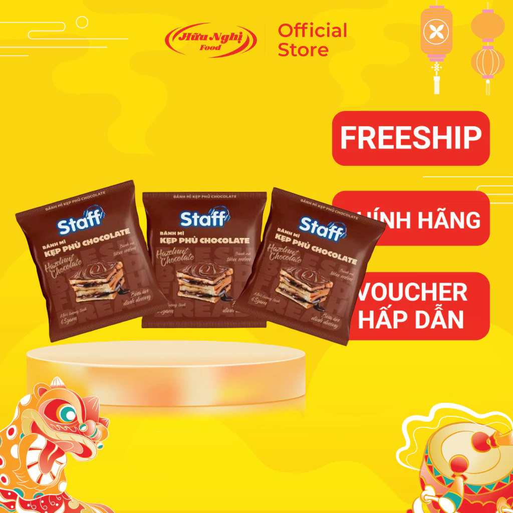COMBO 10/ COMBO 5 Bánh Mì Kẹp Phủ Chocolate Staff 65g