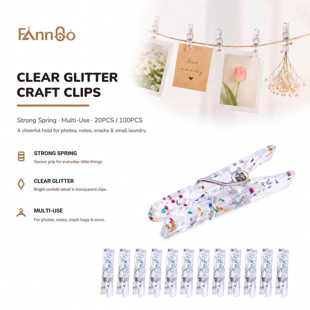 Bộ kẹp gấp thủ công FannGo gồm 20/100 chiếc, kẹp quần áo mini dùng cho các dự án DIY, trang trí khung ảnh, sắp xếp đồ trang trí ngày lễ và sử dụng trong gia đình.
