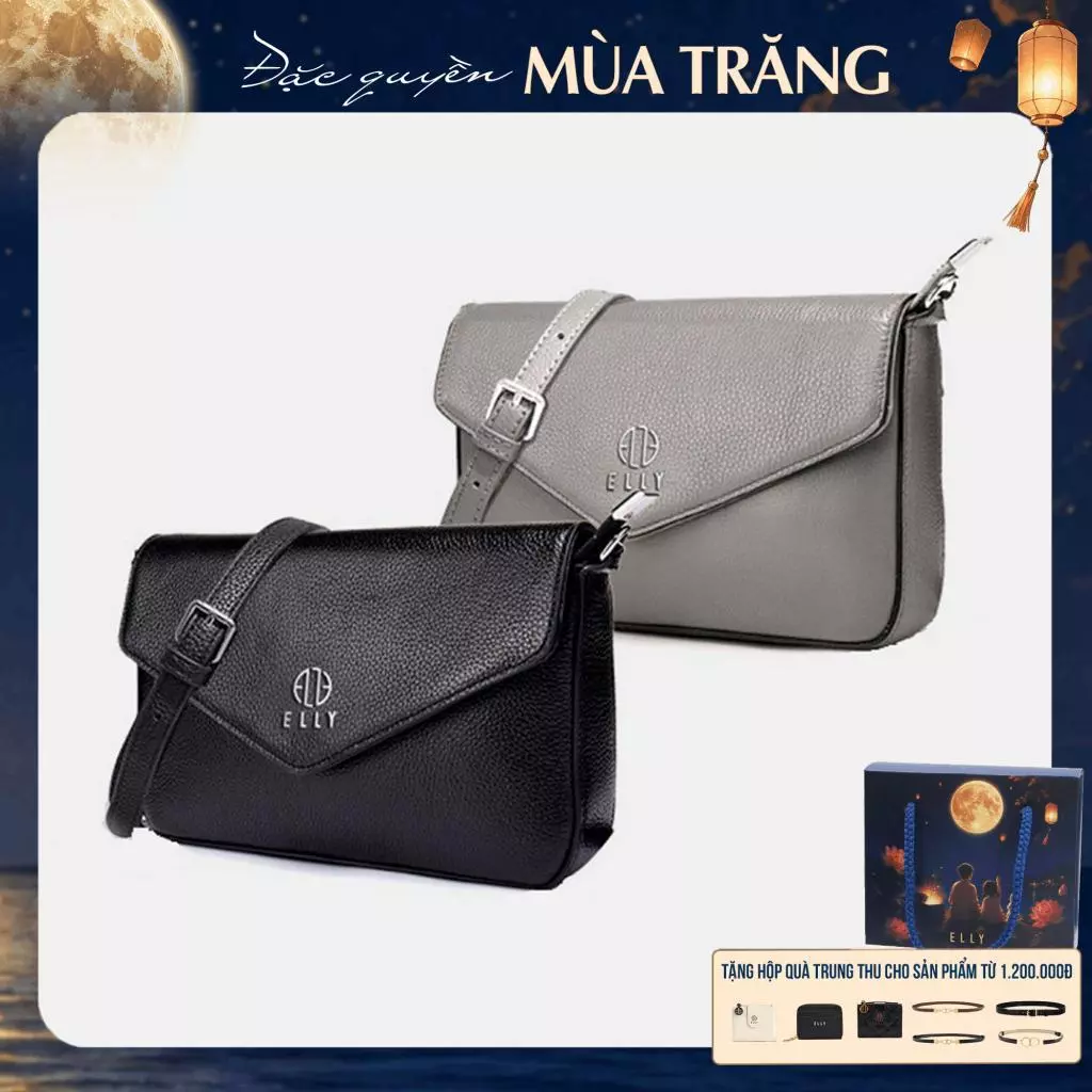 [TẶNG QUÀ TRUNG THU 599K] Túi clutch nữ da thật ELLY ET63 túi cầm tay đeo chéo cao cấp thời trang sang trọng