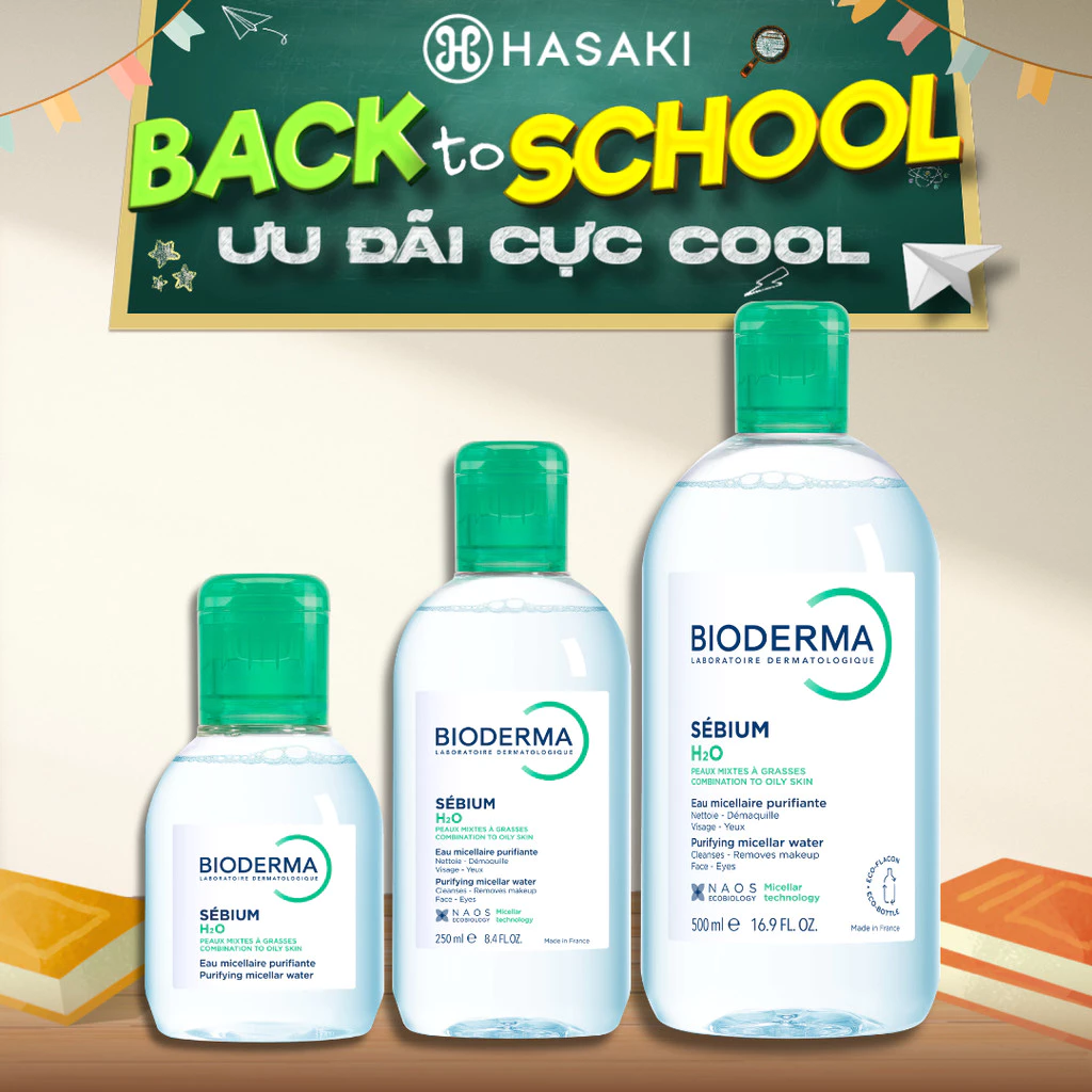 [DAILY] Nước Tẩy Trang Bioderma Dành Cho Da Dầu & Hỗn Hợp Sébium H2O Hasaki chính hãng