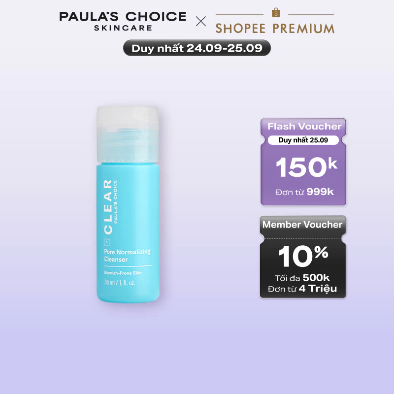 Sữa rửa mặt dạng gel ngăn ngừa mụn và se khít lỗ chân lôngPaula’s Choice Clear Pore Normalizing Cleanser 30ml 6006