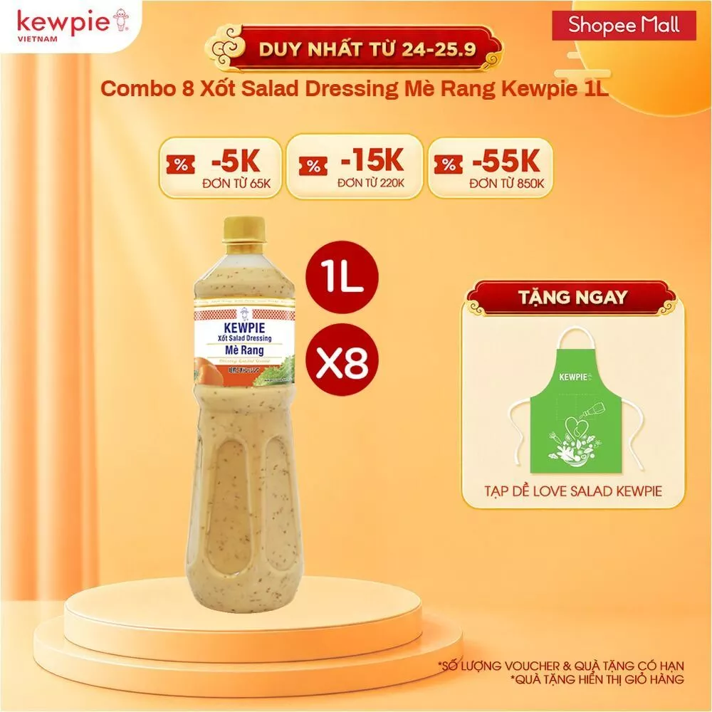 Combo 8 Xốt Salad Dressing Mè Rang Kewpie 1L