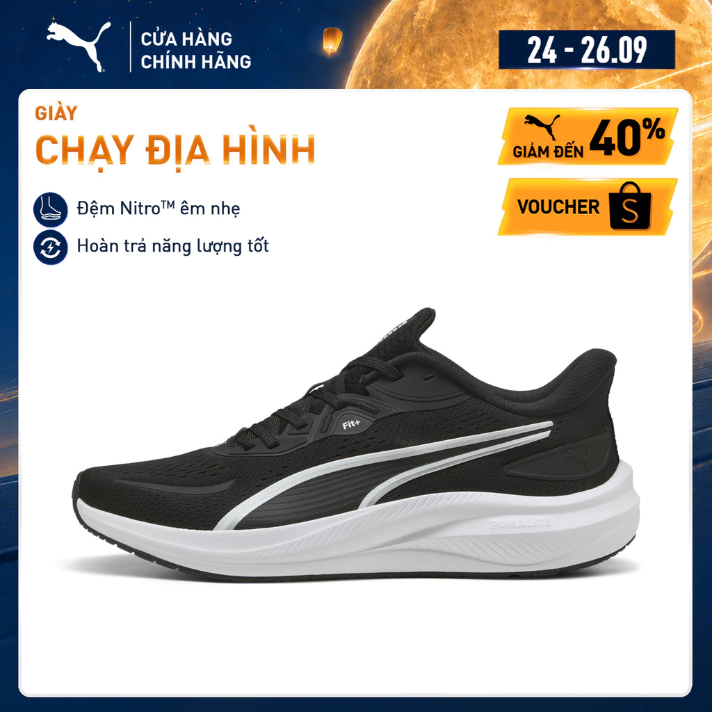 Giày Chạy Bộ PUMA Unisex Skyrocket Lite 2 Black-White-Silver Màu Đen