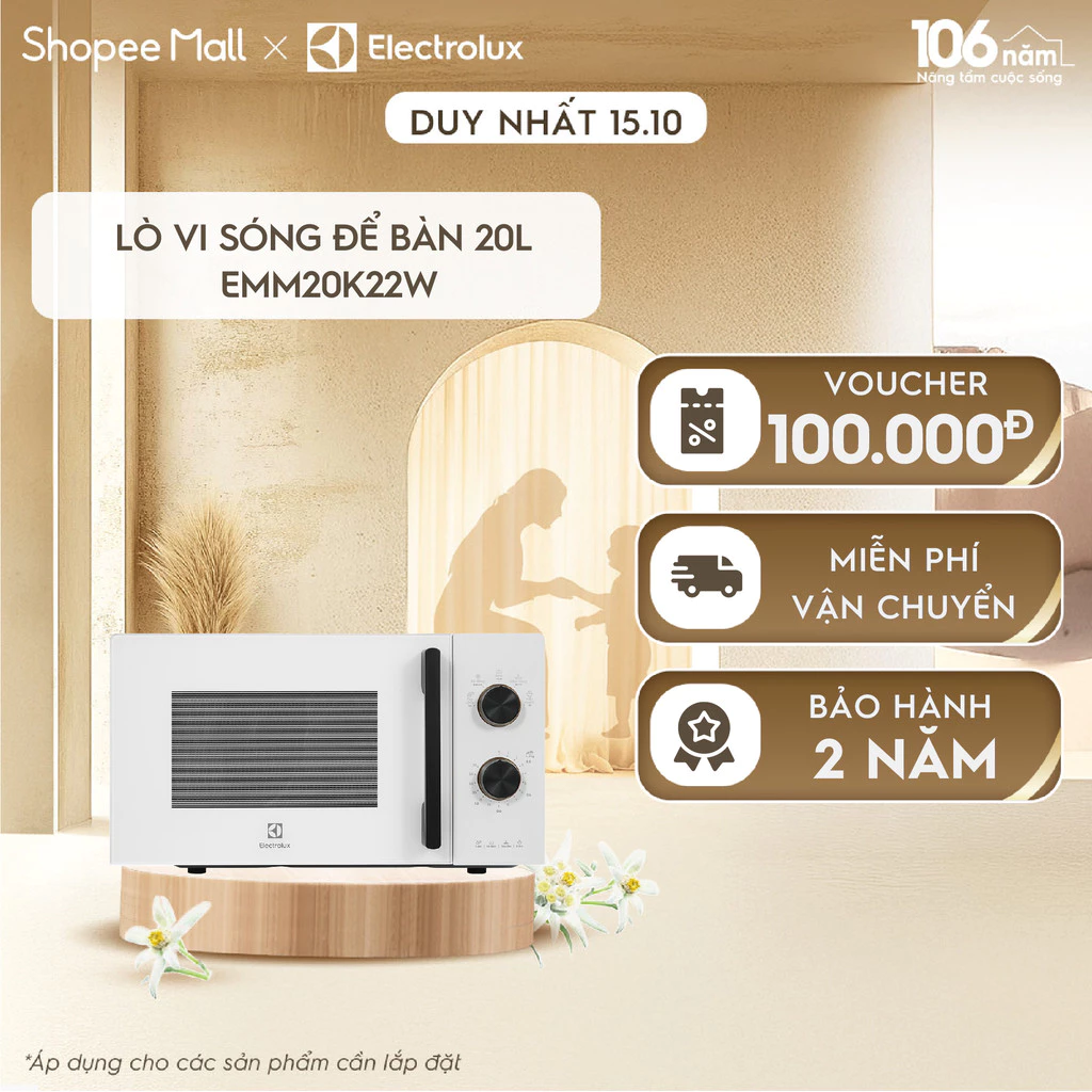 Lò vi sóng để bàn Electrolux UltimateTaste 300 20L - EMM20K22W - Công suất lớn