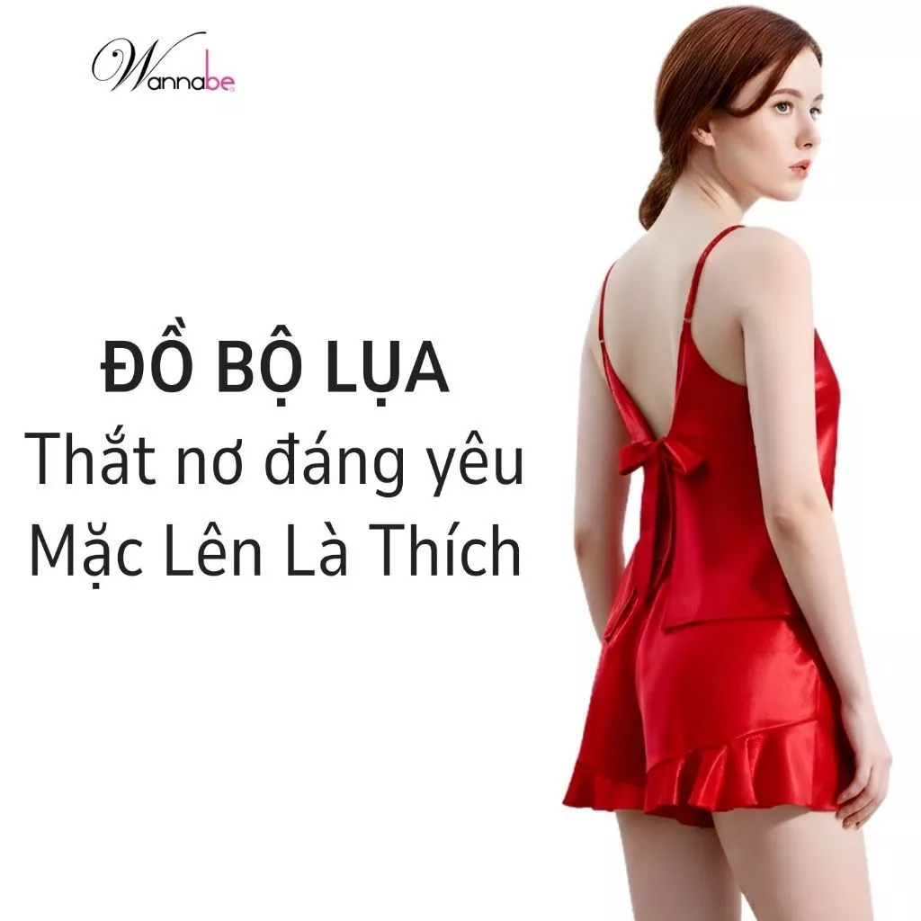 Đồ bộ mặc nhà WANNABE đồ bộ quần short phối áo 2 dây cutout lưng cột nơ sexy giúp bạn gái xinh BSS63