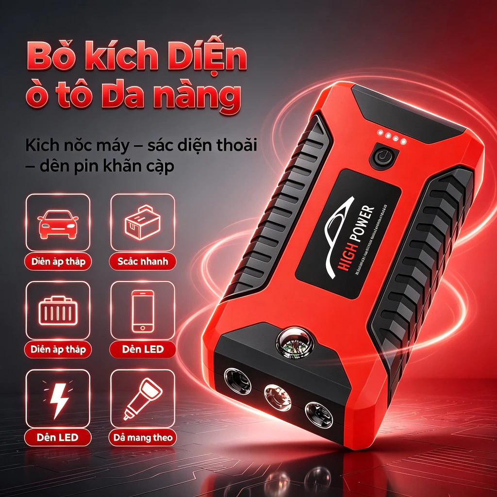 🔥Hàng sẵn có🔥ENOLUX Bộ kích điện kèm bơm lốp ô tô, bộ kích nổ bình ắc quy dung lượng 99800mAh
