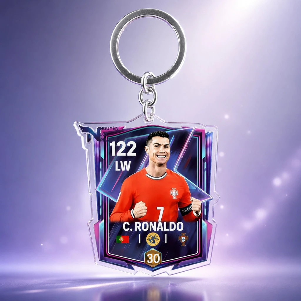 Móc khóa di động FC 1 mặt Acrylic 6cm x 6cm-Ronaldo flashback nlp