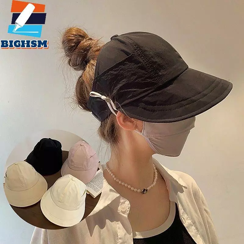 [BIGHSM] Có Thể Gập Lại Vành Rộng Đuôi Ngựa Mũ Chống Nắng Dây Rút Mũ Có Thể Điều Chỉnh Cho Nữ Mũ Đi Biển Mùa Hè Qui-dry Tấm Che Người Cá Mũ