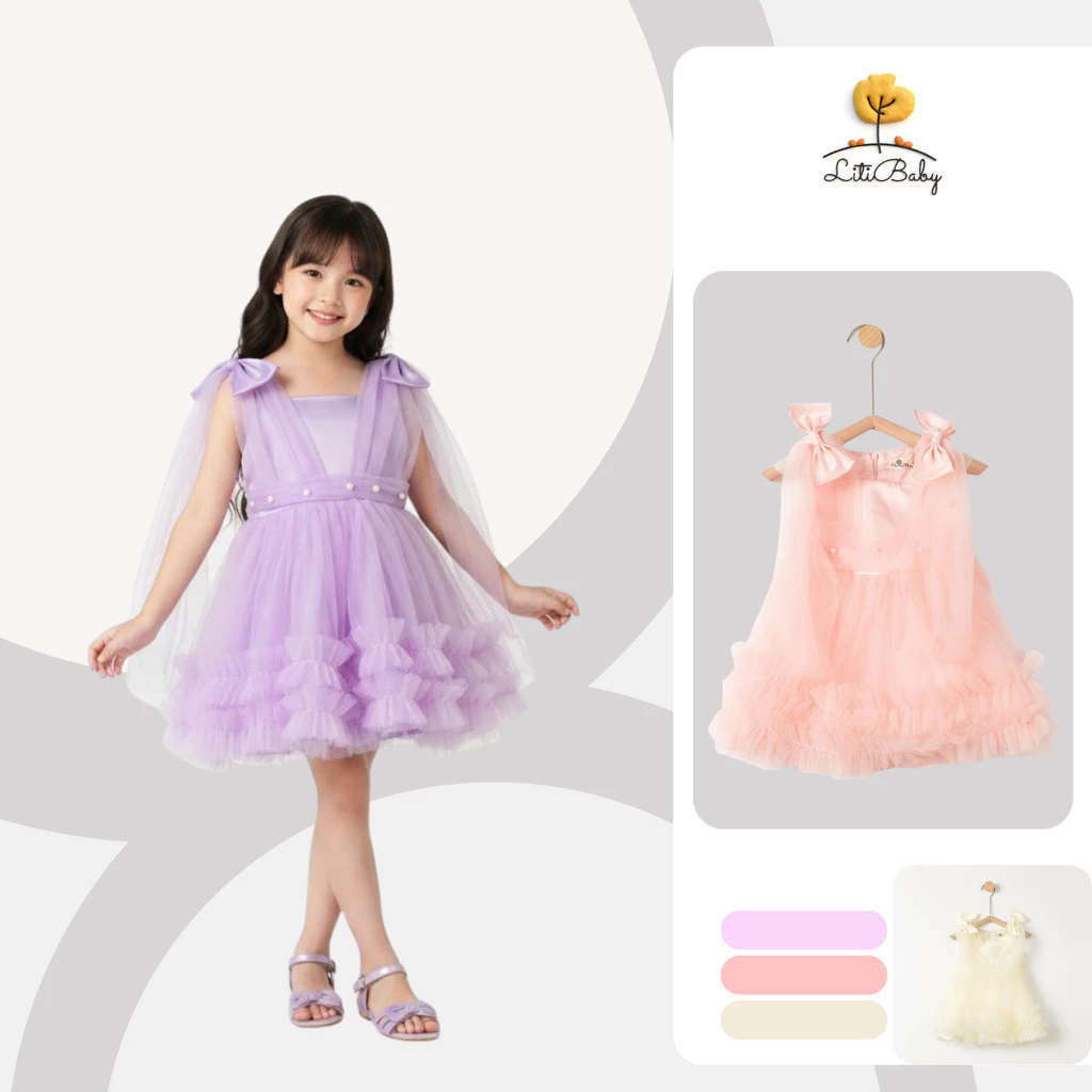 Đầm công chúa dáng xòe bồng bềnh mềm mại LITIBABY 2-10 tuổi PH1342