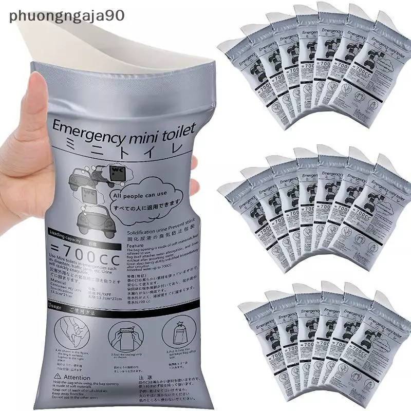5Pcs Ngoài Trời Khẩn Cấp Nước Tiểu Túi 700Ml Du Lịch Di Động Nhà Vệ Sinh Cho Nam Giới Phụ Nữ Trẻ Em